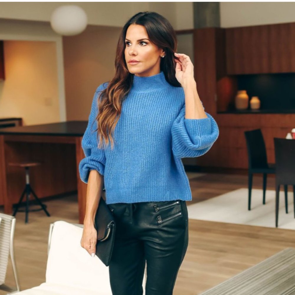 ANGELA Ribbed Mock Neck Sweater - Picture 7 of 8